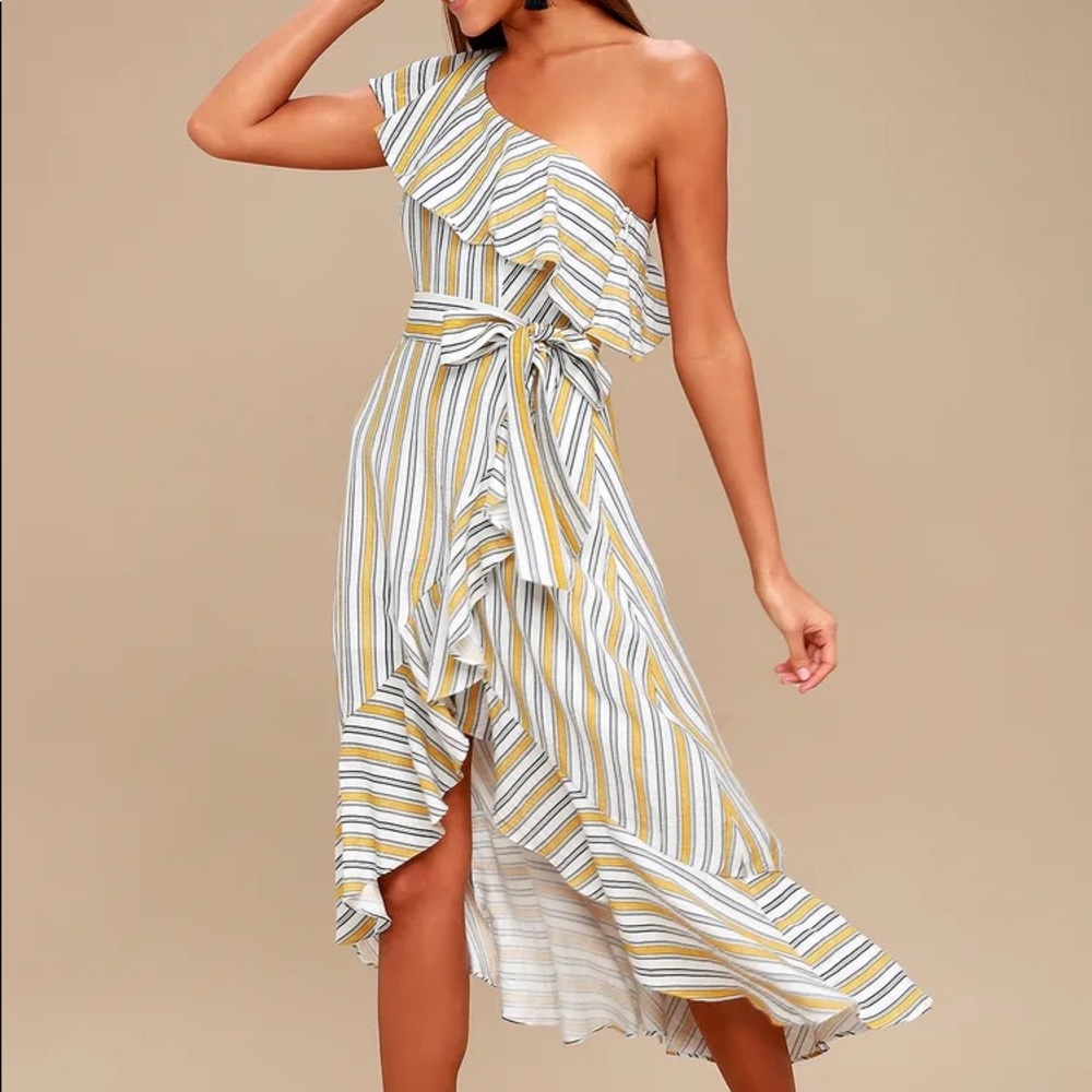 Lulus XS High Tide One shoulder Midi Dress